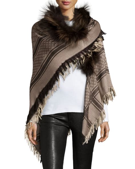 gucci scarf with fox fur trim|gucci scarves and wraps.